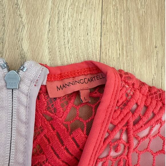 Manning Cartell Lace Midi Dress Gallery Views Size L Red Nude - Picture 3 of 5